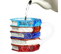 A Coffee Mug with Books Inspiration,3D -In-Lead Attentiveness Drinkware Decoration - Painted Book Shaped Mug,Suitable for Christmas Birthday Office Home Kitchen Bar Women and Men