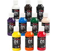 A-Color - Acrylic Paint 10 Piece Set, for Beginners, Students and Professonal Artitsts, Assorted Colours, Glossy, 10x100ml