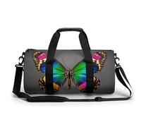 A Colorful Big Butterfly Gym Bag Sport Gym Tote Bag Lightweight Duffle Bag Carry On Weekender Bags for Women Men, white, 17.7in/9in/9in