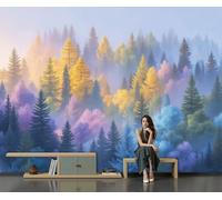 A Colorful Forest Photo Wallpaper Natural Pine Forest Landscape Non-Woven Mural 400 X 280 Cm Blue Wallpaper Living Room Home Decoration Wall Murals Suitable for Bedroom