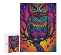 A Colorful Owl Perched on A Vibrant Tree. 500 Pieces Pieces animal Classic Wooden Jigsaw Puzzle for Adults