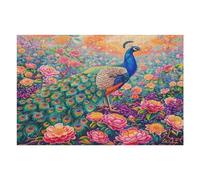 A Colorful Peacock 1000 Piece Jigsaw Puzzle for All Ages Feathers Shimmering Thanksgiving Gift Idea Family Time Durable Cardboard Home Decor Accent 1000 PCS