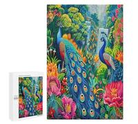 A Colorful Peacock 1000 Piece Jigsaw Puzzles Adults Kids Feathers Shimmering Jigsaws Family Board Game Night Add-On Whimsical Colourful Design Home Decor 1000 PCS