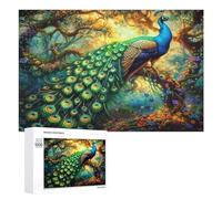 A Colorful Peacock 1000 Piece Jigsaw Puzzles Adults Kids Feathers Shimmering Jigsaws Post-Work Relaxation Tool Challenging Friends Family Decor 1000 PCS