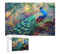A Colorful Peacock 1000Pc Jigsaw Puzzles Adults Kids Feathers Shimmering Jigsaws Family Camping Activity Vibrant Whimsical Design Great Gift Outdoor Lovers 1000 PCS