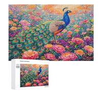 A Colorful Peacock 1000Pc Jigsaw Puzzles Suitable All Ages Feathers Shimmering Jigsaws Thoughtful Graduation Gift Family Activity Colourful Design Home Decor 1000 PCS
