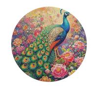 A Colorful Peacock 120 Piece Circular Jigsaw Puzzle Feathers Shimmering Animal Shape Premium Educational Puzzle for Children & Adults Relaxing Activity Home Decor Gift 120 PCS