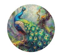 A Colorful Peacock 120 Piece Circular Jigsaw Puzzle Feathers Shimmering Animal Shape Premium Home Decor Stress Relief Puzzle for All Ages Creative Challeng Challenging 120 PCS