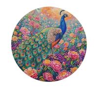 A Colorful Peacock 120 Piece Circular Puzzle Feathers Shimmering Animal Shape All Ages Stress Relief Puzzle Educational Home Decor Gift Idea Durable Pieces Challenging 120 PCS