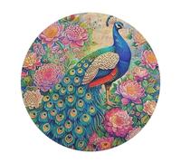 A Colorful Peacock 120 Piece Round Jigsaw Puzzle Feathers Shimmering Animal Shape Durable Challenging Puzzle Decorative Home Accent Stress Relief for Adults Challenging 120 PCS