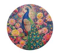 A Colorful Peacock 120 Piece Round Jigsaw Puzzle Feathers Shimmering Animal Shape Durable Challenging Puzzle Decorative Home Accent Stress Relief for Adults Challenging 120 PCS