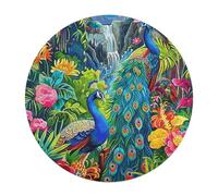 A Colorful Peacock 120 Piece Round Puzzle Feathers Shimmering Animal Shape Durable Family Puzzle Stress Relief Educational Home Decor Creative Challeng Educational 120 PCS