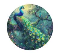 A Colorful Peacock 120 Piece Round Puzzle Feathers Shimmering Animal Shape Durable Family Puzzle Stress Relief Educational Home Decor Creative Challeng Educational 120 PCS