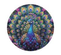 A Colorful Peacock 120 Piece Round Puzzle Feathers Shimmering Animal Shape Durable Premium Puzzle Stress Relief Relaxing Activity Home Decor Challenging Educational 120 PCS