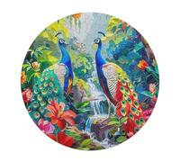 A Colorful Peacock 128 Piece Circular Jigsaw Puzzle Feathers Shimmering Animal Shape All Ages Educational Puzzle Stress Relief Home Decor Gift Idea Educational Challenging 120 PCS