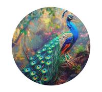 A Colorful Peacock 128 Piece Circular Puzzle Feathers Shimmering Animal Shape Premium Stress Relief Puzzle Home Decor Family Bonding Creative Challeng Educational 120 PCS