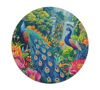 A Colorful Peacock 128 Piece Round Puzzle Feathers Shimmering Animal Shape Relaxing Brainteaser for Adults & Kids Family Bonding Activity Stress Relief Home Decor Gift Idea 120 PCS