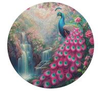 A Colorful Peacock 195 Piece Circular Jigsaw Puzzle Feathers Shimmering Animal Shape All Ages Educational Puzzle Stress Relief Home Decor Gift Idea Educational Challenging 195 PCS