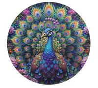 A Colorful Peacock 195 Piece Circular Jigsaw Puzzle Feathers Shimmering Animal Shape All Ages Suitable Stress Relief Puzzle Educational Learning Through Play Home Decor 195 PCS