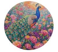 A Colorful Peacock 195 Piece Circular Jigsaw Puzzle Feathers Shimmering Animal Shape Premium Home Decor Stress Relief Puzzle for All Ages Creative Challeng Challenging 195 PCS
