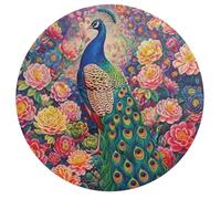 A Colorful Peacock 195 Piece Circular Puzzle Feathers Shimmering Animal Shape All Ages Relaxing Puzzle Stress Relief Home Decor Creative Challenge Educational Challenging 195 PCS