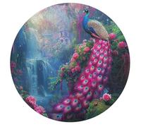 A Colorful Peacock 195 Piece Round Jigsaw Puzzle Feathers Shimmering Animal Shape All Ages Gift Puzzle Stress Relief Relaxing Activity Home Decor Educational Challenging 195 PCS