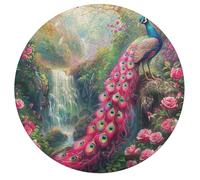 A Colorful Peacock 195 Piece Round Jigsaw Puzzle Feathers Shimmering Animal Shape Durable Challenging Puzzle Decorative Home Accent Stress Relief for Adults Challenging 195 PCS