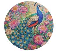 A Colorful Peacock 195 Piece Round Puzzle Feathers Shimmering Animal Shape Relaxing Activity Stress Relief Puzzle for Families Home Decor Creative Challenge Educational 195 PCS