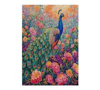 A Colorful Peacock 300 Piece Jigsaw Puzzle for All Ages Feathers Shimmering Birthday Party Activity Group Fun High Resolution Print Home Decor Entertainment 300 PCS