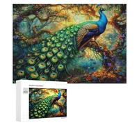 A Colorful Peacock 300 Piece Jigsaw Puzzles All Ages Feathers Shimmering Jigsaws Evening Relaxation Routine Vibrant Puzzle Stress Relief Home Decor 300 PCS