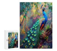 A Colorful Peacock 300 Piece Jigsaw Puzzles Suitable Adults Kids Feathers Shimmering Jigsaws Bedroom Decor Accent Whimsical Brainteaser Great Relaxation 300 PCS