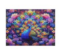 A Colorful Peacock 500 Piece Jigsaw Puzzle for All Ages Feathers Shimmering New Year Gift Idea Fresh Start Print Stress Relief Home Decor 500 PCS