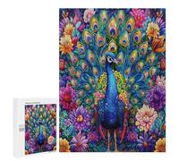 A Colorful Peacock 500 Piece Jigsaw Puzzles Adults Kids Feathers Shimmering Jigsaws Post-Work Relaxation Tool Challenging Friends Family Decor 500 PCS