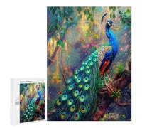A Colorful Peacock 500 Piece Jigsaw Puzzles All Ages Feathers Shimmering Jigsaws Evening Relaxation Routine Vibrant Puzzle Stress Relief Home Decor 500 PCS