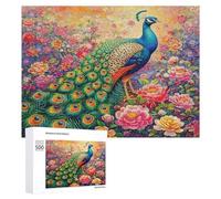 A Colorful Peacock 500Pc Jigsaw Puzzles Adults Kids Feathers Shimmering Jigsaws Home Bar Decor Stress Relief Game Whimsical Design Perfect Present 500 PCS