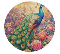 A Colorful Peacock 68 Piece Circular Jigsaw Puzzle Feathers Shimmering Animal Shape Durable Large Format Puzzle Stress Relief Home Decor Educational AgesChallenging 68 PCS