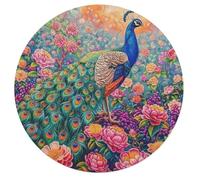 A Colorful Peacock 68 Piece Circular Puzzle Feathers Shimmering Animal Shape All Ages Stress Relief Home Decor Puzzle Educational Creative Challeng Challenging 68 PCS