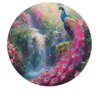 A Colorful Peacock 68 Piece Circular Puzzle Feathers Shimmering Animal Shape Premium Home Decor Puzzle Stress Relief Relaxing Activity for Adults & Kids Educational 68 PCS