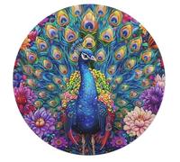 A Colorful Peacock 68 Piece Circular Puzzle Feathers Shimmering Animal Shape Premium Quality Challenging Brainteaser for Adults Durable Pieces Home Decor Wall Art 68 PCS