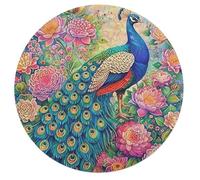 A Colorful Peacock 68 Piece Round Jigsaw Puzzle Feathers Shimmering Animal Shape Premium Brainteaser Puzzle Relaxing Activity Home Decor Gift Educational Challenging 68 PCS