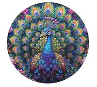 A Colorful Peacock 68 Piece Round Jigsaw Puzzle Feathers Shimmering Animal Shape Relaxing Brainteaser Puzzle for Kids & Adults Home Decor Gift Educational Educational 68 PCS