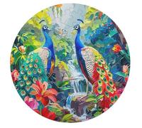 A Colorful Peacock 68 Piece Round Puzzle Feathers Shimmering Animal Shape Relaxing Brainteaser for Adults & Kids Family Bonding Activity Stress Relief Home Decor Gift Idea 68 PCS