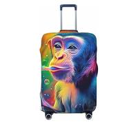 A Colorful Primate with A Monkey Carrying A Coffee Cup Elastic Travel Luggage Cover Suitcase Protector, Print Suitcase Baggage Cover Anti-Scratch