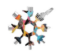A Colorful Quilt 19-in-1 Snowflake Multi Tool, Stainless Steel Metal Snowflake Multitool with Keychain, Compact & Portable Tools for Outdoor Camping Survival Daily Use Gift for Men