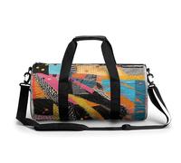 A Colorful Quilt Gym Bag for Men Women Water Resistant Duffle Bag Travel Lightweight Bag for Travel Sports, white, 17.7in/9in/9in