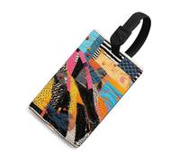 A Colorful Quilt Luggage Tag Cute Unique Travel Bag Tag Personalized Luggage Tag ID Label Address Card and Durable Round Ring Travels Gift Airport Essentials Black-Style