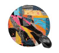 A Colorful Quilt Round Mouse Pad, Non-Slip Rubber Base Waterproof Washable, Computer Mouse Mat for Office Gaming Studying, Premium-Textured Durable Portable Circle Mousepad for Desktop PC Notebook
