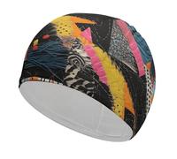 A Colorful Quilt Swim Cap for Adult, Elastic Fabric Swimming Cap, Comfortable Bathing Cap for Long & Short Hair