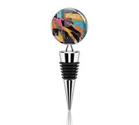 A Colorful Quilt Wine Stoppers with Grip Top, Reusable Wine Saver with Silicone for Party, Wine Bottle Sealer for Wedding, Leak Proof Wine Bottle Stopper, Beverage Preserver