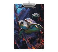 A Colorful Tropical Sea Turtle Clipboard Colorful Sturdy Acrylic Clipboard Decorative Clip Board with Metal Clip Cute Plastic Clipboards A4 for Nurses Office（Standard Size 8.5" X 12.5"）